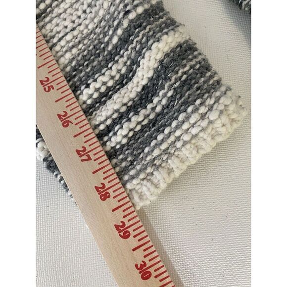 J. Jill Size L Cardigan Sweater Knit Cotton Blend Gray White Safty pin Brouch - Picture 10 of 11